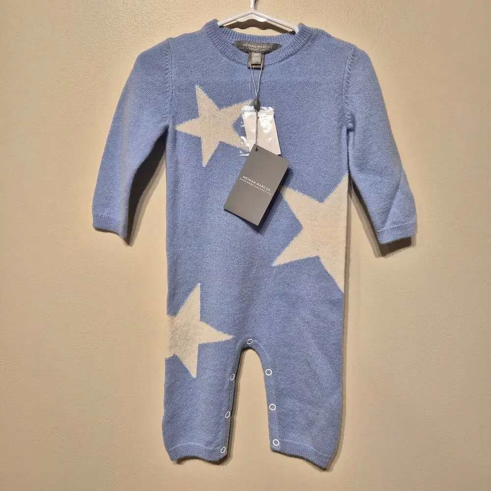 Neiman Marcus The Cashmere Collection 9 Month NWT Blue and White Star One Piece